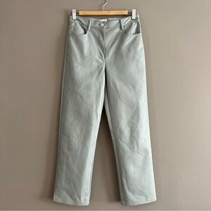 Aritzia Wilfred The Melina Vegan Leather High Rise Straight Pants Soft Gray Sz 4